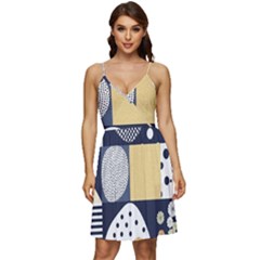 Geometric Design 10 V-neck Pocket Summer Dress 