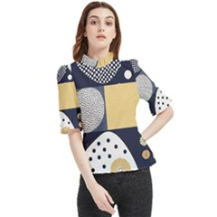 Geometric Design 10 Frill Neck Blouse