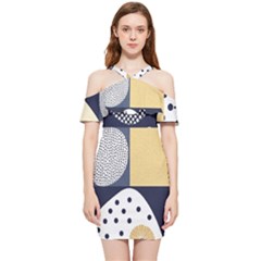 Geometric Design 10 Shoulder Frill Bodycon Summer Dress