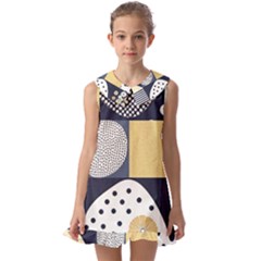 Geometric Design 10 Kids  Pilgrim Collar Ruffle Hem Dress