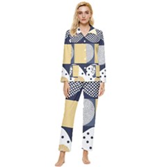 Geometric Design 10 Womens  Long Sleeve Velvet Pocket Pajamas Set