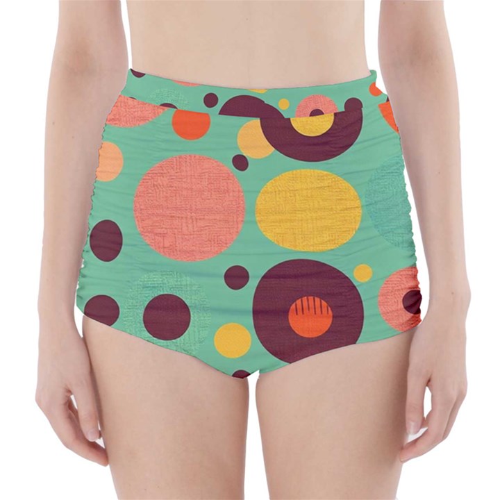 Geometric Design 11 High-Waisted Bikini Bottoms