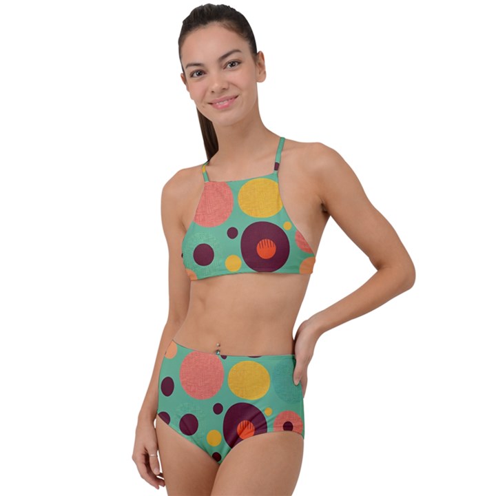 Geometric Design 11 Halter Tankini Set