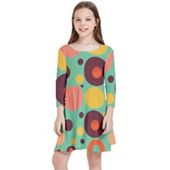 Geometric Design 11 Kids  Quarter Sleeve Skater Dress