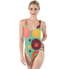 Geometric Design 11 High Leg Strappy Swimsuit by myclothy