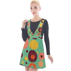 Geometric Design 11 Plunge Pinafore Velour Dress