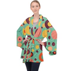 Geometric Design 11 Long Sleeve Velvet Kimono  by myclothy