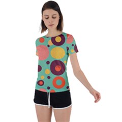 Geometric Design 11 Back Circle Cutout Sports T-shirt by myclothy