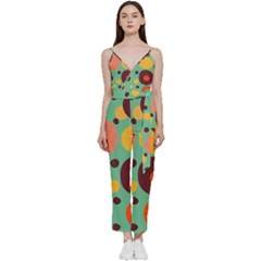 Geometric Design 11 V-neck Camisole Jumpsuit by myclothy