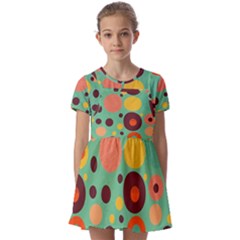 Geometric Design 11 Kids  Short Sleeve Pinafore Style Dress