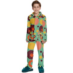 Geometric Design 11 Kids  Long Sleeve Velvet Pajamas Set