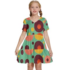 Geometric Design 11 Kids  Short Sleeve Tiered Mini Dress