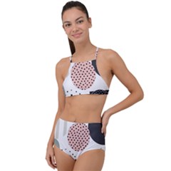 Geometric Design 12 Halter Tankini Set