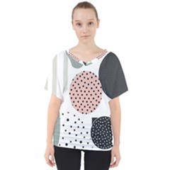 Geometric Design 12 V-neck Dolman Drape Top