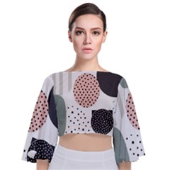 Geometric Design 12 Tie Back Butterfly Sleeve Chiffon Top