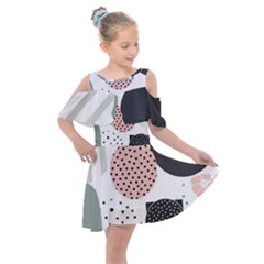 Geometric Design 12 Kids  Shoulder Cutout Chiffon Dress