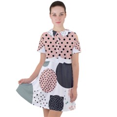 Geometric Design 12 Short Sleeve Shoulder Cut Out Dress 