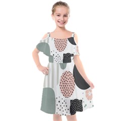 Geometric Design 12 Kids  Cut Out Shoulders Chiffon Dress