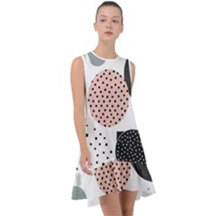 Geometric Design 12 Frill Swing Dress