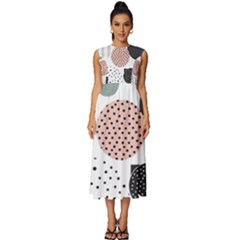 Geometric Design 12 Sleeveless Round Neck Midi Dress