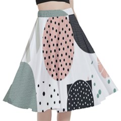 Geometric Design 12 A-line Full Circle Midi Skirt With Pocket