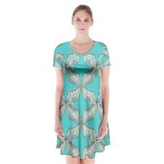 Geometric Design 13 Short Sleeve V-neck Flare Dress