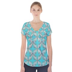 Geometric Design 13 Short Sleeve Front Detail Top