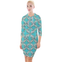 Geometric Design 13 Quarter Sleeve Hood Bodycon Dress