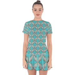 Geometric Design 13 Drop Hem Mini Chiffon Dress