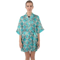 Geometric Design 13 Half Sleeve Satin Kimono 