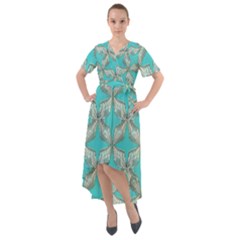 Geometric Design 13 Front Wrap High Low Dress