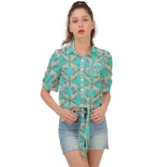 Geometric Design 13 Tie Front Shirt 