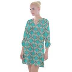 Geometric Design 13 Open Neck Shift Dress