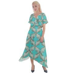 Geometric Design 13 Cross Front Sharkbite Hem Maxi Dress