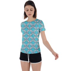 Geometric Design 13 Back Circle Cutout Sports T-shirt by myclothy