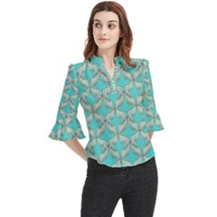 Geometric Design 13 Loose Horn Sleeve Chiffon Blouse