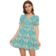 Geometric Design 13 Tiered Short Sleeve Babydoll Dress