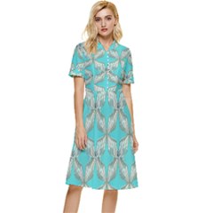 Geometric Design 13 Button Top Knee Length Dress