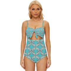 Geometric Design 13 Knot Front One-piece Swimsuit