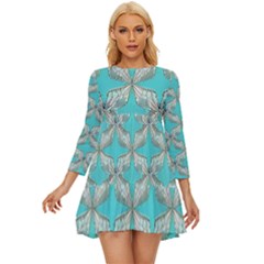 Geometric Design 13 Long Sleeve Babydoll Dress