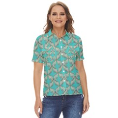 Geometric Design 13 Women s Short Sleeve Double Pocket Shirt