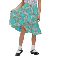 Geometric Design 13 Kids  Ruffle Flared Wrap Midi Skirt