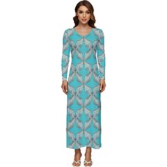 Geometric Design 13 Long Sleeve Longline Maxi Dress