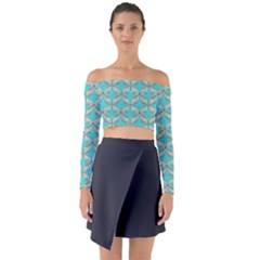 Geometric Design 13 Long Sleeve Off Shoulder Crop Top