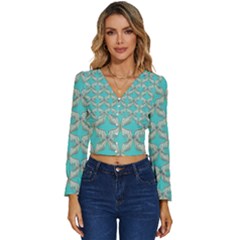 Geometric Design 13 Long Sleeve V-neck Top