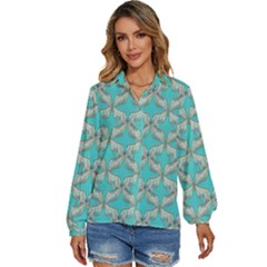 Geometric Design 13 Women s Long Sleeve Button Up Shirt