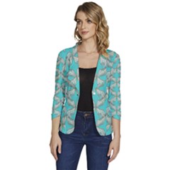 Geometric Design 13 Women s One-button 3/4 Sleeve Short Jacket