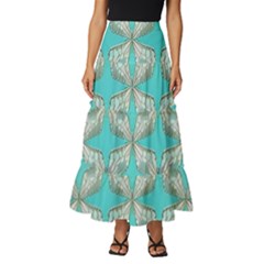 Geometric Design 13 Tiered Ruffle Maxi Skirt