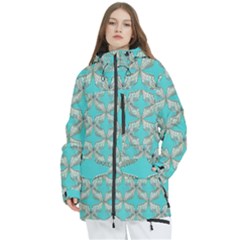 Geometric Design 13 Women s Multi Pockets Zip Ski And Snowboard Waterproof Breathable Jacket