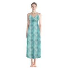 Geometric Design 14 Button Up Chiffon Maxi Dress